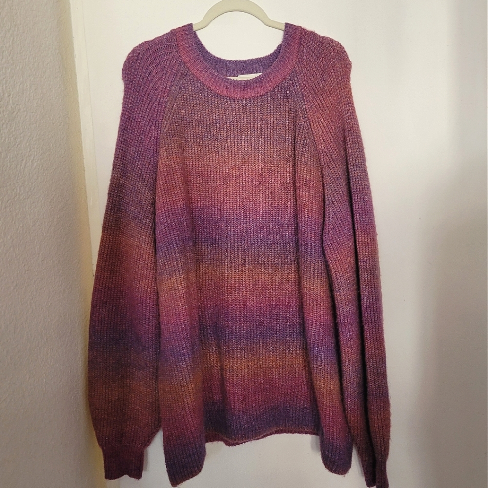 Ava & Viv Space Dye Oversized Knit Sweater 2X